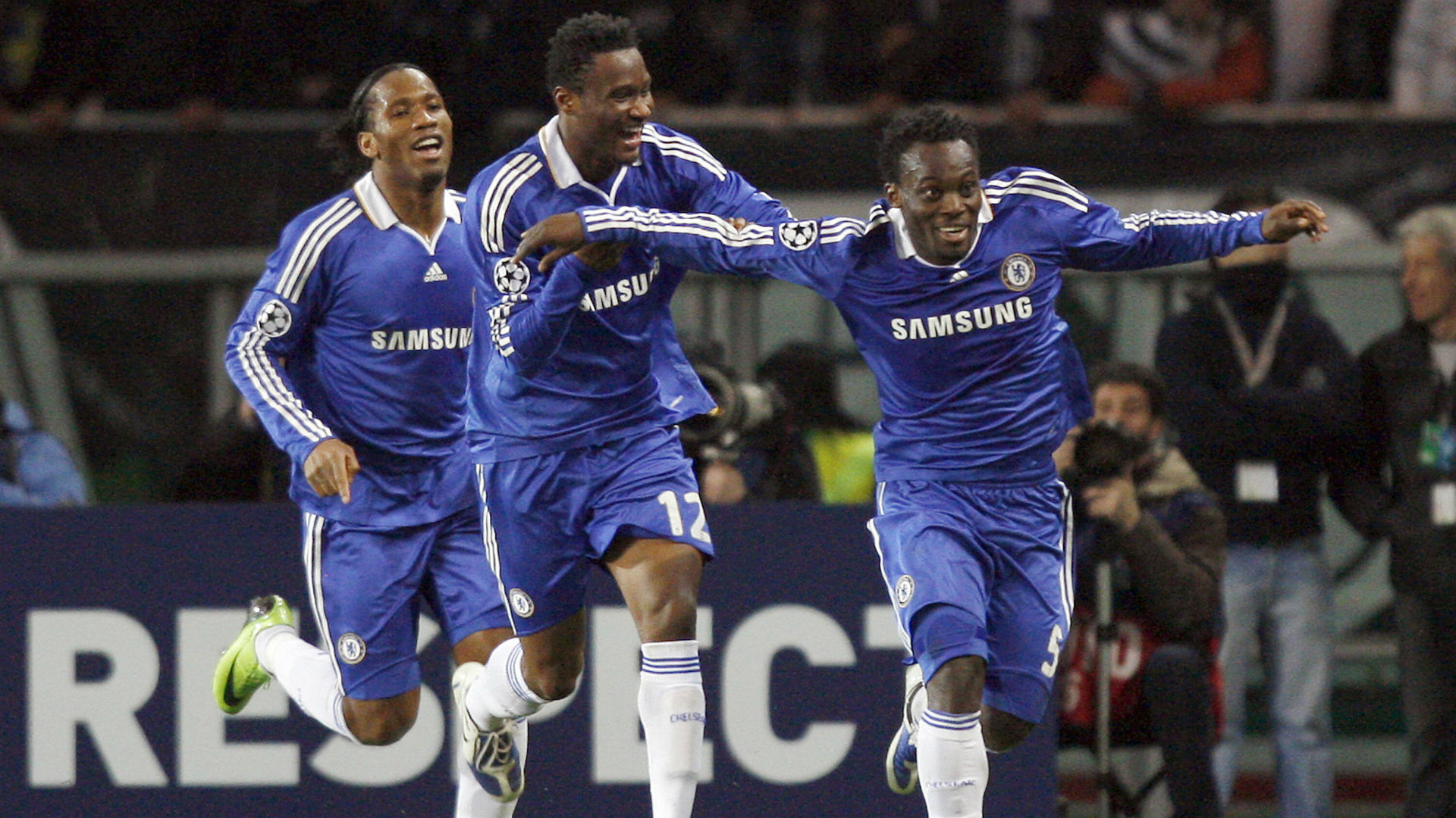 Chelsea's Drogba, Essien and Mikel