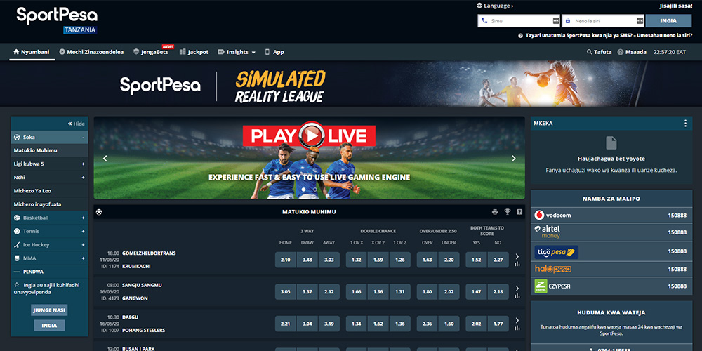 SportPesa Website — biggest Tanzanian betting platform