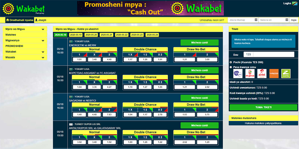 Wakabet website — tanzanian bookmaker 2020