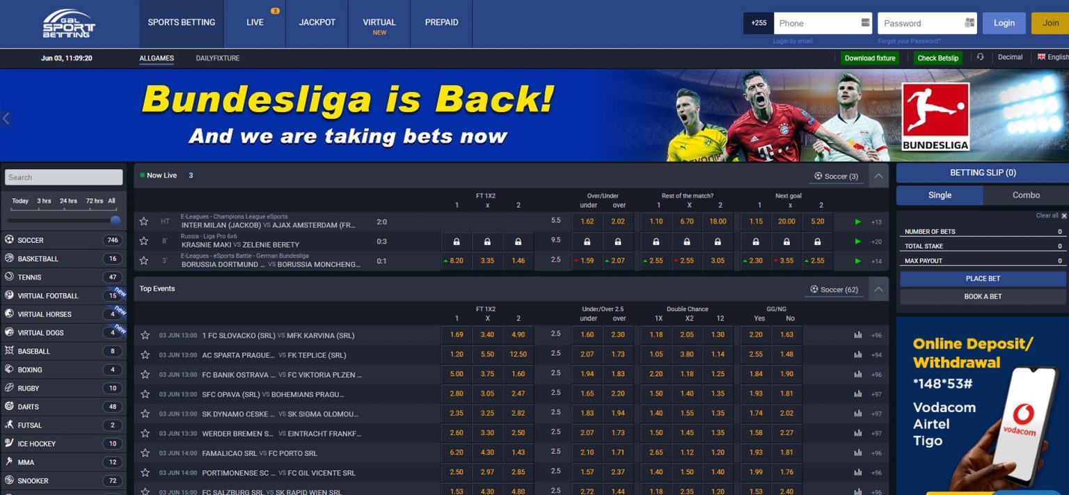 Gal Sport Betting Tanzania Online - Download and Register