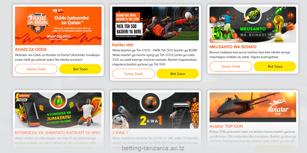 Players from Tanzania are able to enjoy bonuses from 888bet