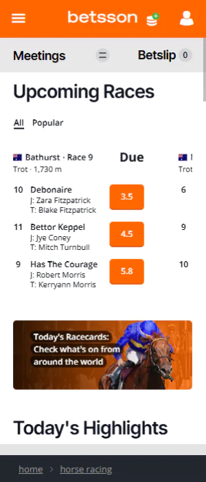 Tanzanian players can bet on horse racing through the Betsson app