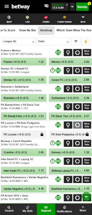 Through the Betway app, bettors from Tanzania can place various types of bets