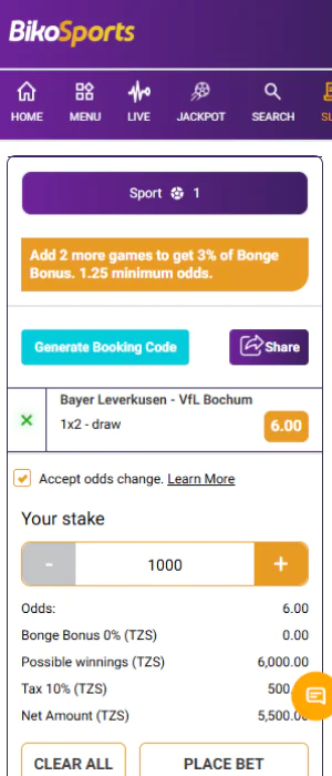 How to place a bet through the BikoSports App