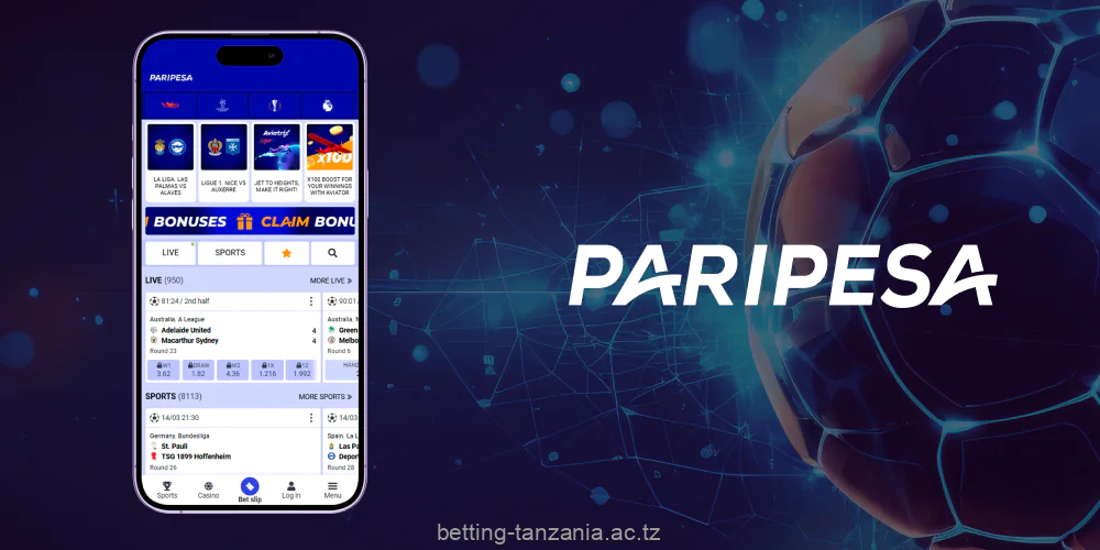 The PariPesa app offers Tanzanian players the same gambling and betting options as the site does
