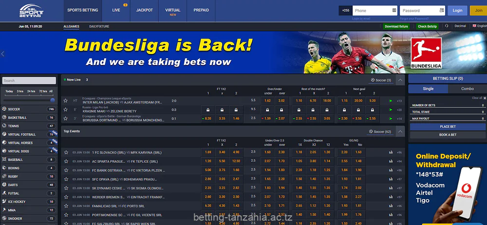 Before betting at Gal Sport Betting, players from Tanzania need to register and fund an account