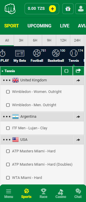 Players from Tanzania can bet on tennis and other sports on the GwalaBet app