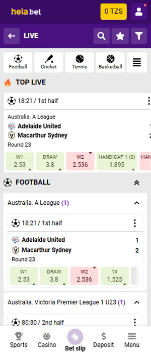 Helabet app offers live sports betting