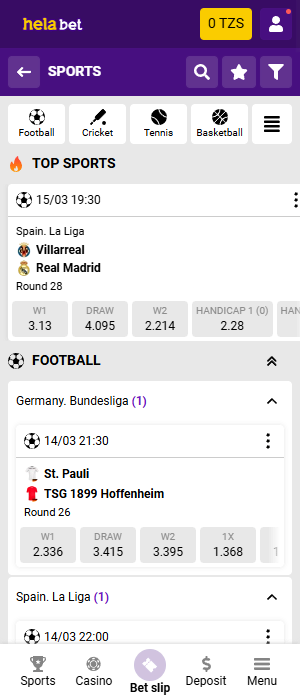 Betting on sports via Helabet Tanzania app