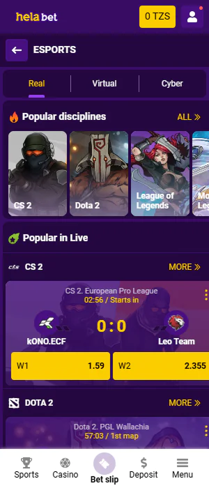 Helabet app offers eSports betting