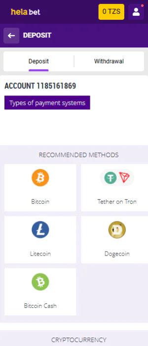 Helabet app offers a wide range of deposit methods