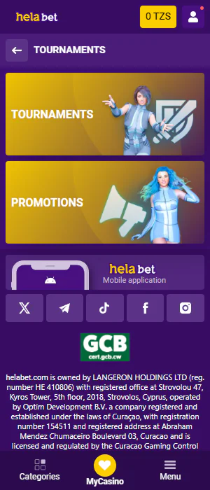 Promotions and tournaments on the Helabet Tanzania app