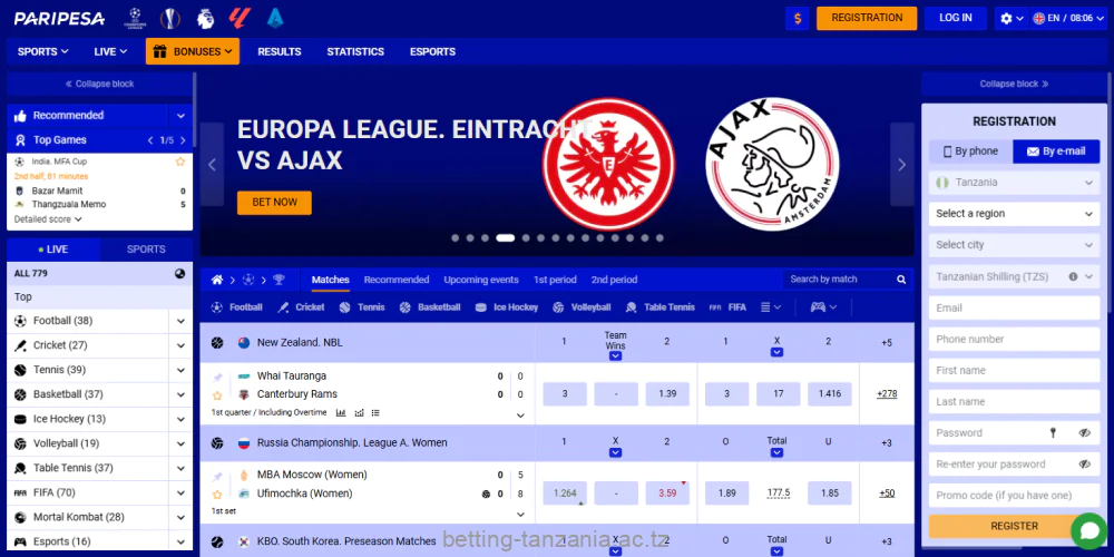 To place a bet at PariPesa, players from Tanzania need to first create an account and top up their balance