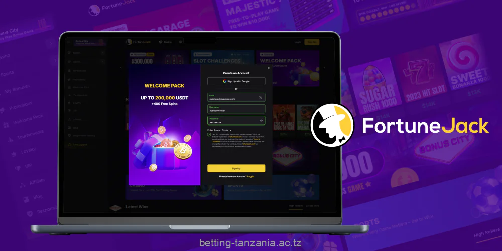 To enjoy all the services of the Fortunejack website, players from Tanzania must create a profile and make a deposit