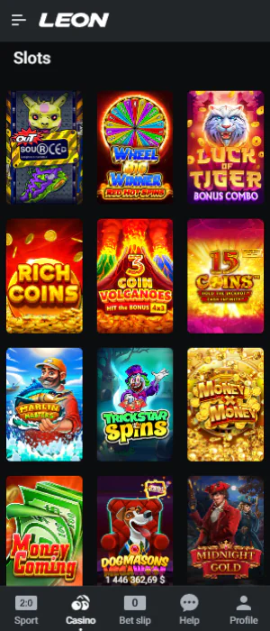 Slots is one of the categories in the Leon Bet Tanzania app