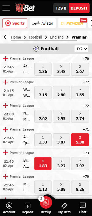 Tanzanian bettors can bet on football on the M-Bet app