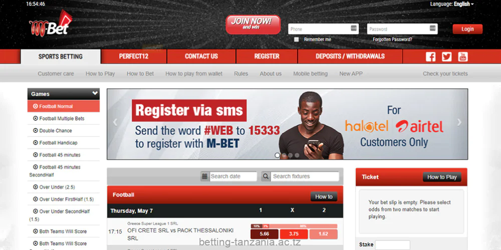 Betting Markets at M-Bet sportsbook for players from Tanzania