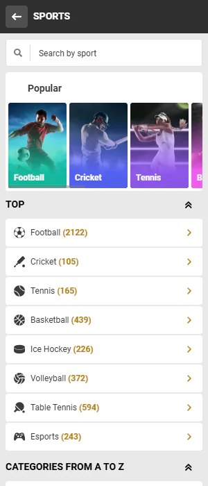 Sports disciplines available for betting on the Melbet app