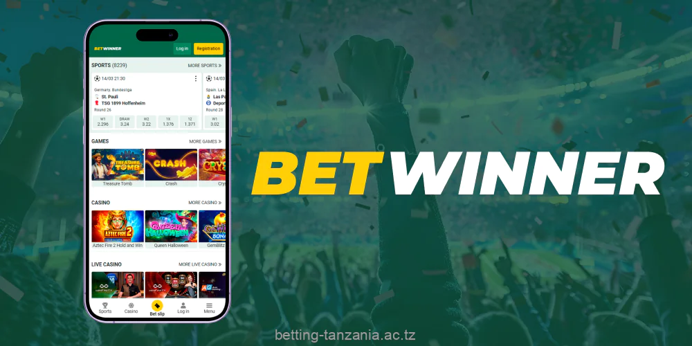 The free Betwinner app can only be downloaded from the company's official website in Tanzania