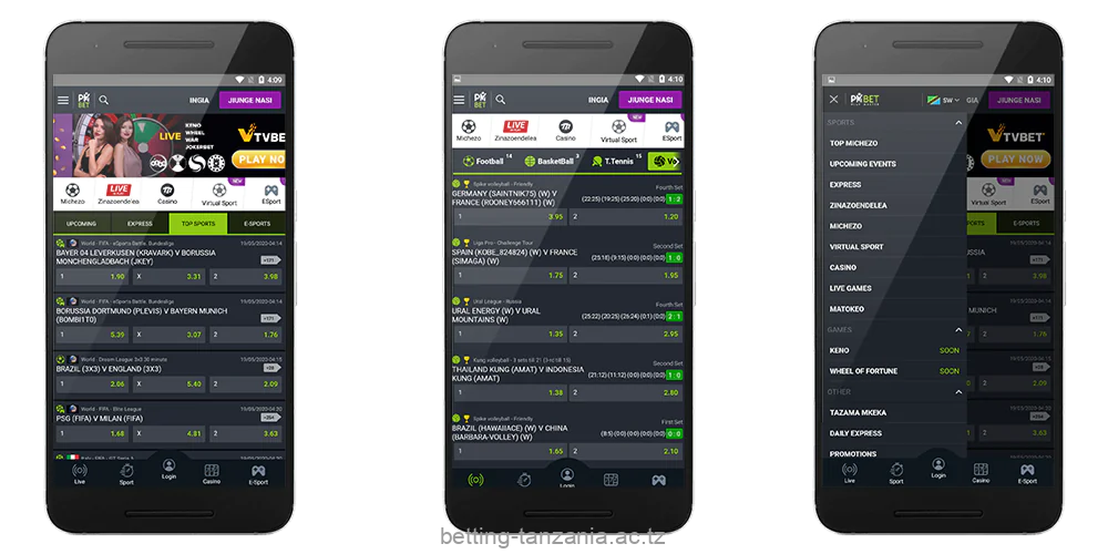 Pmbet App Tanzania provide a variety of betting options, including live betting