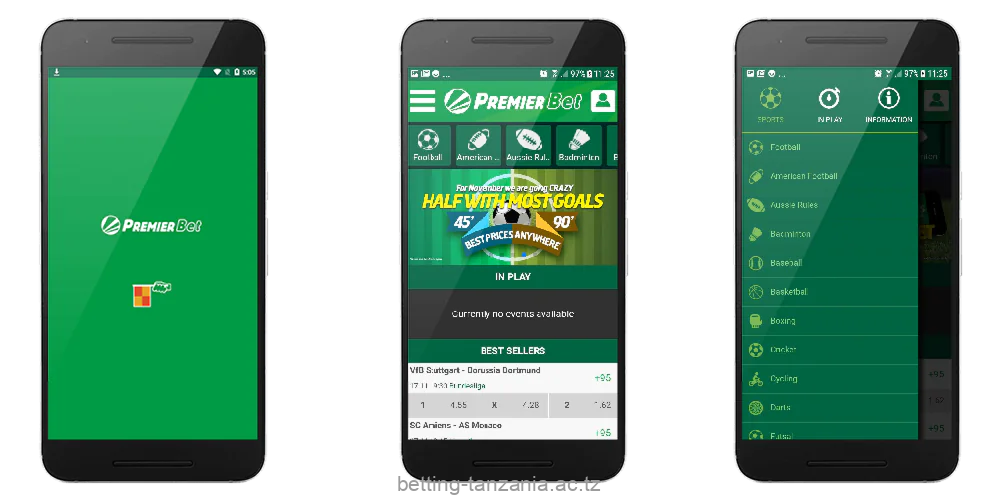 Premier Bet App offers Tanzanian customers to make pre-match and live bets, covering many sports