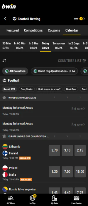 Players from Tanzania can bet on football and other sporting events on the Bwin app