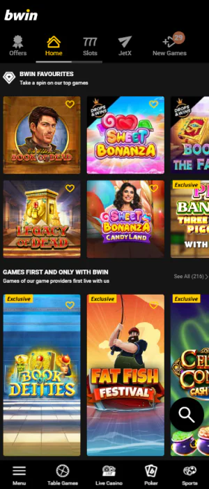 Casino games on the Bwin Tanzania app