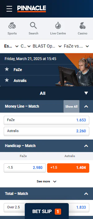 Esports is one of the sports available for betting via the Pinnacle Tanzania app