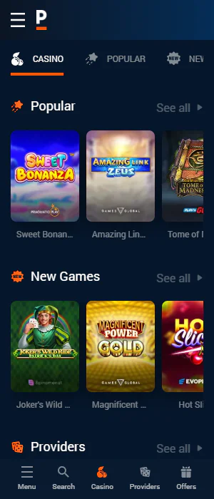Catalog of casino games in the Pinnacle Tanzania app