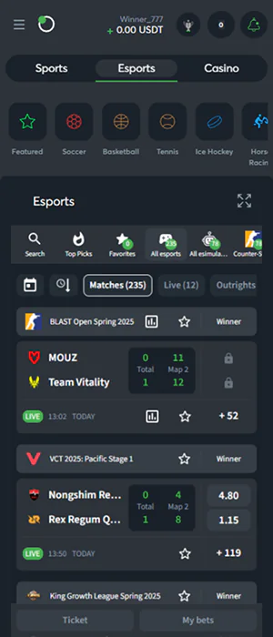 Esports events are available for betting through the Sportsbet Tanzania app
