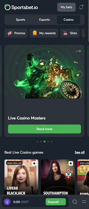 Casino section of the Sportsbet app