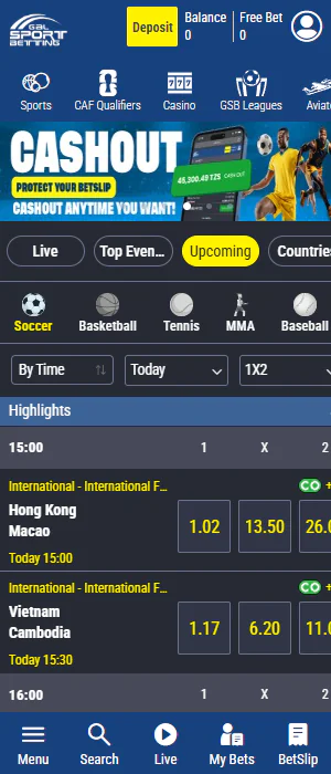 Home screen of Gal Sport Betting Tanzania application