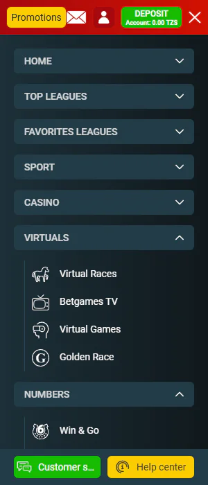 The Meridianbet app has a user-friendly menu