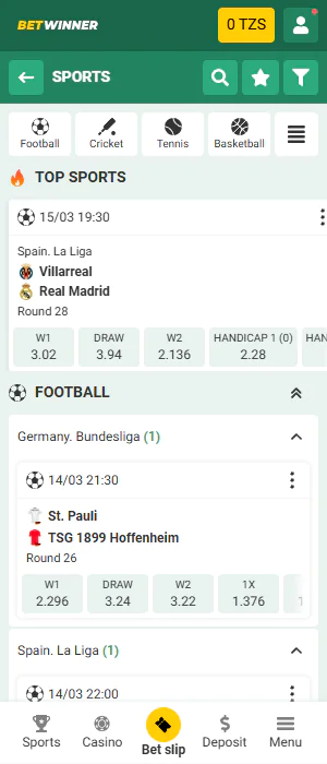Betting on sports on the Betwinner Tanzania app