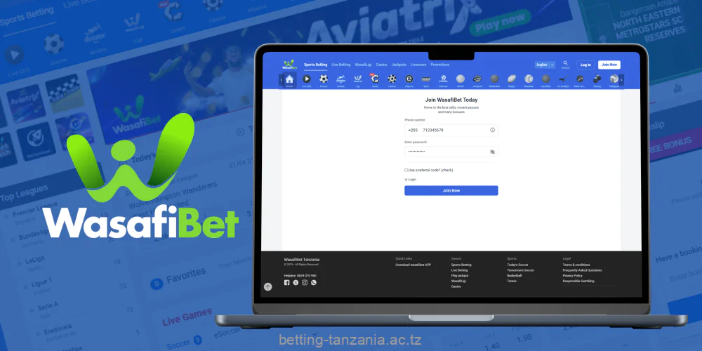 Detailed instructions on how to register players from Tanzania at Wasafi Bet