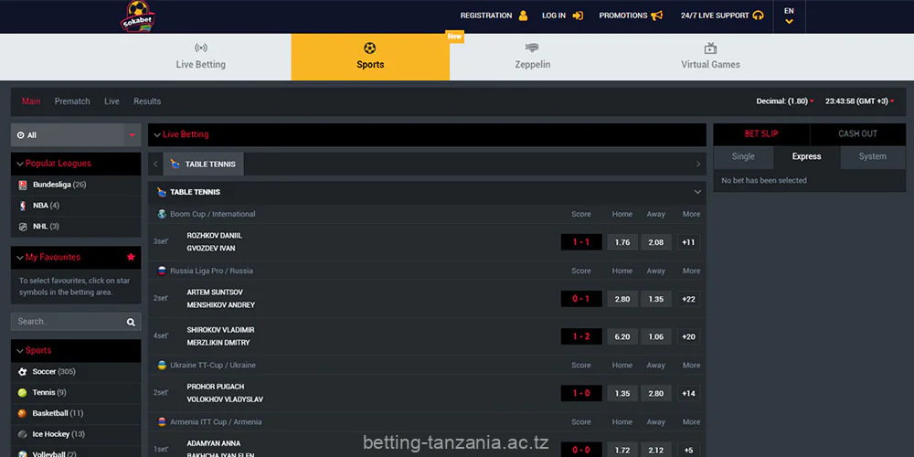 In order to bet at Sokabet, players from Tanzania must first register and fund an account with Sokabet