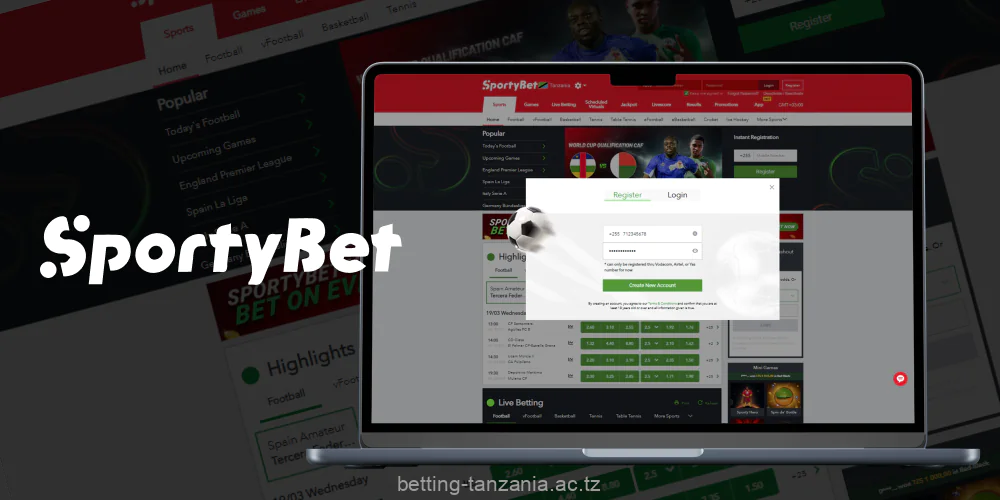 To access Sportybet's services, players from Tanzania need to create an account