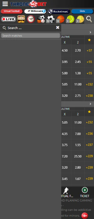 The Throne Bet app offers a convenient way to find sports matches to bet on