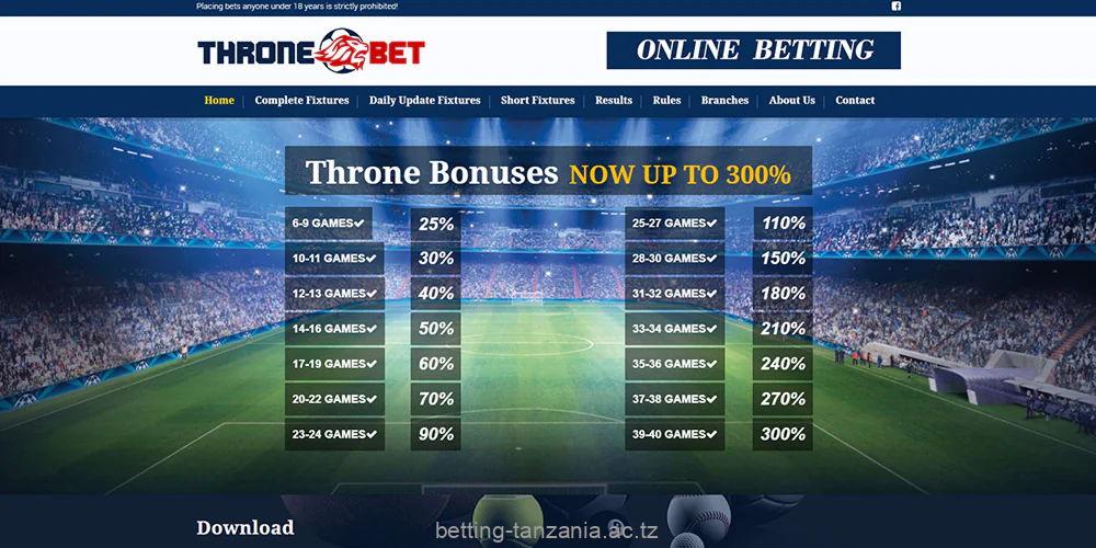Throne Bet accepts bets from Tanzanian players 18 years and older