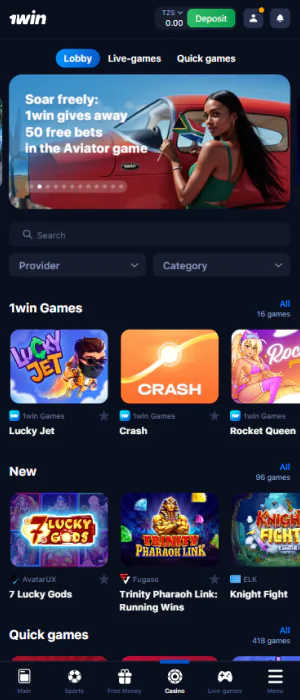 There are a large number of casino games available on the 1win app