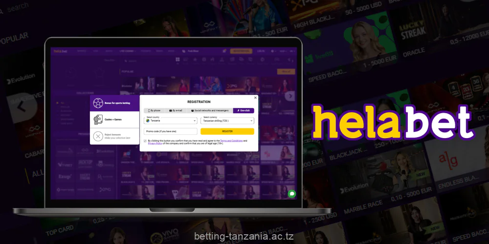 Registering with Helabet Tanzania can be done in just a few clicks