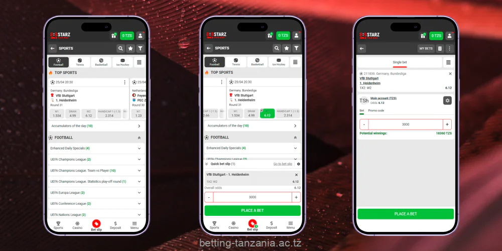 The betting process is optimized and easy for users of the 888STARZ mobile app