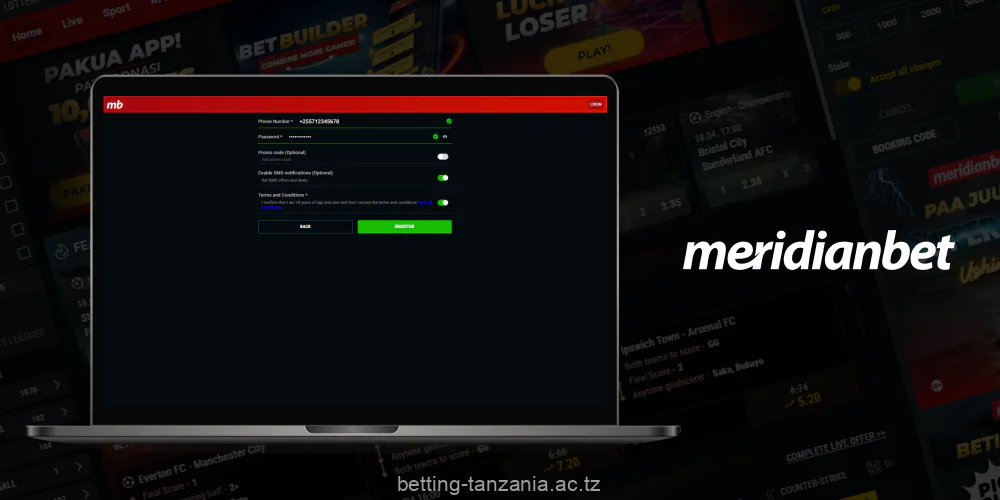 After registration at Meridianbet players from Tanzania can place bets