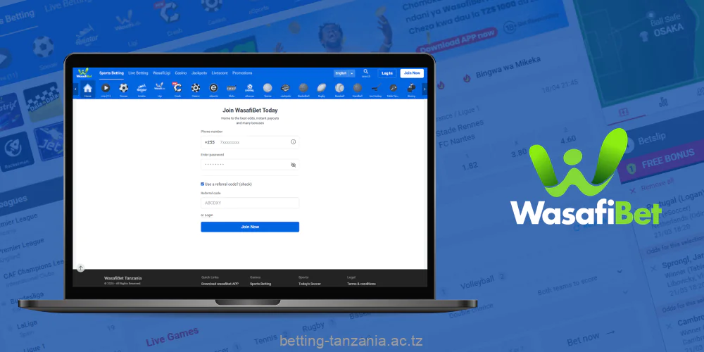 To bet on Wasafi Bet in Tanzania, users must first create an account