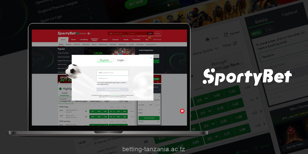 Registration in Sportybet Tanzania is done in a few clicks