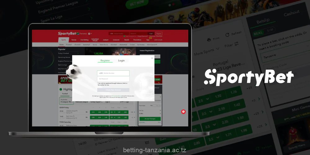 Registration in Sportybet Tanzania is done in a few clicks