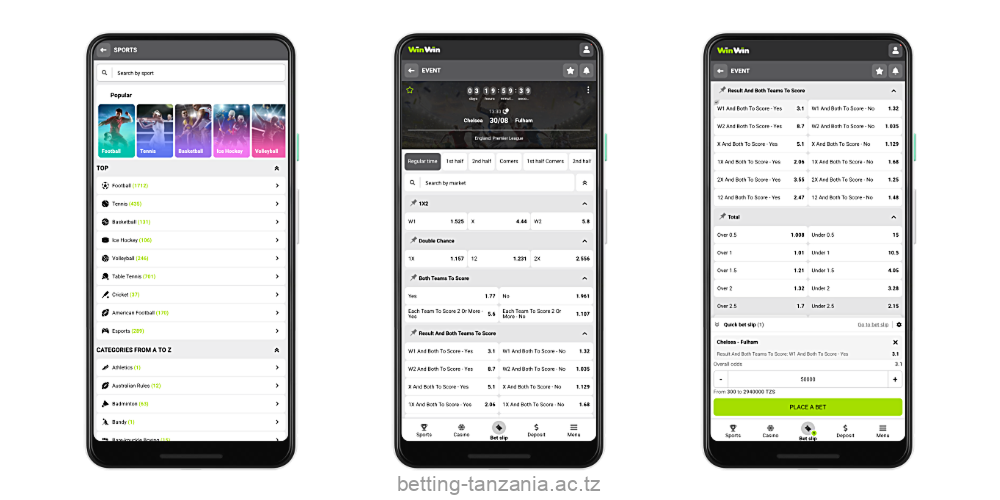 To start placing bets in the WinWin Tanzania app, you need to follow a few simple steps