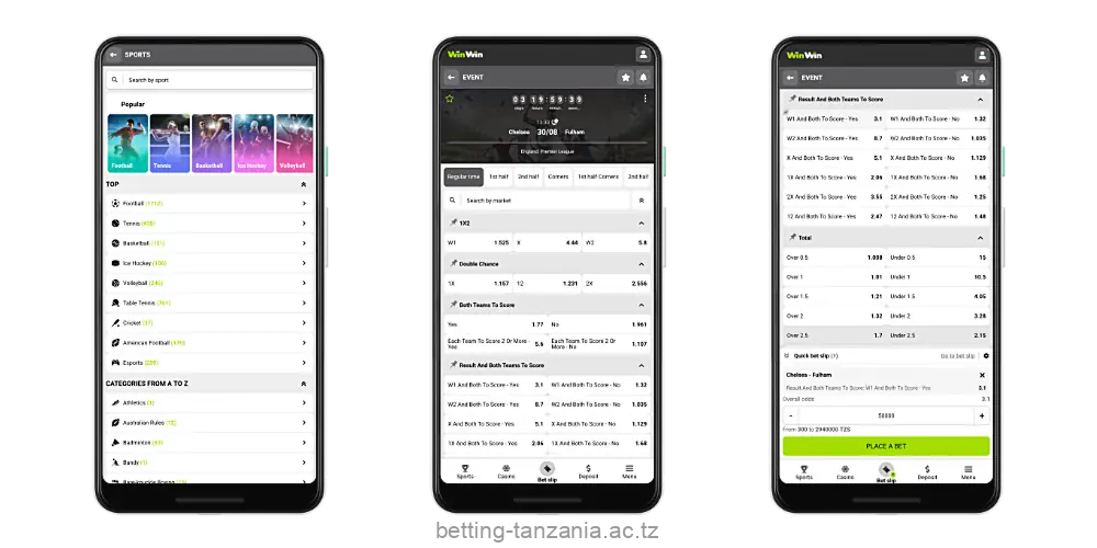 To start placing bets in the WinWin Tanzania app, you need to follow a few simple steps