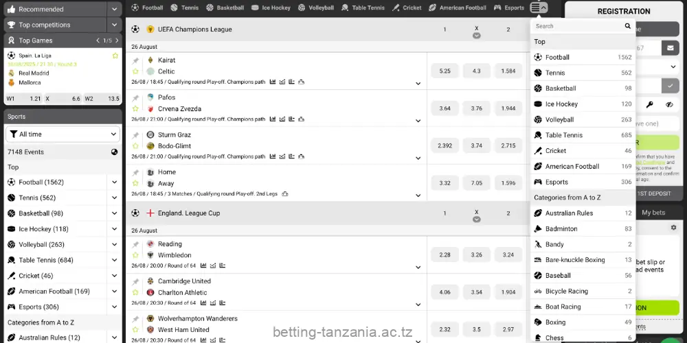 WinWin Tanzania offers a wide range of bets on popular sports, as well as local and international championships