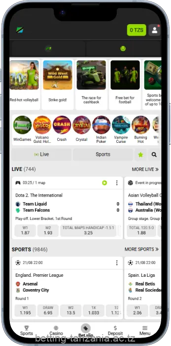 Home page of the WinWin mobile app